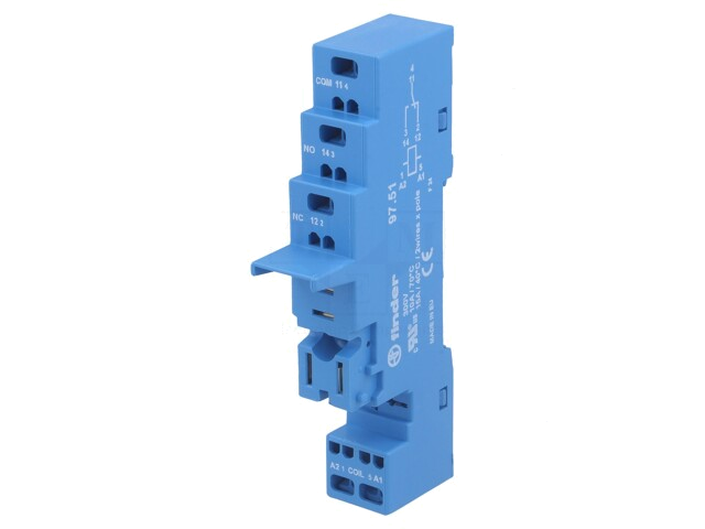 Socket; PIN: 5; 10A; 250VAC; 097.01,097.71; op DIN-rail; -25÷70°C Socket; PIN: 5; 10A; 250VAC; 097.01,097.71; op DIN-rail; -25÷70°C